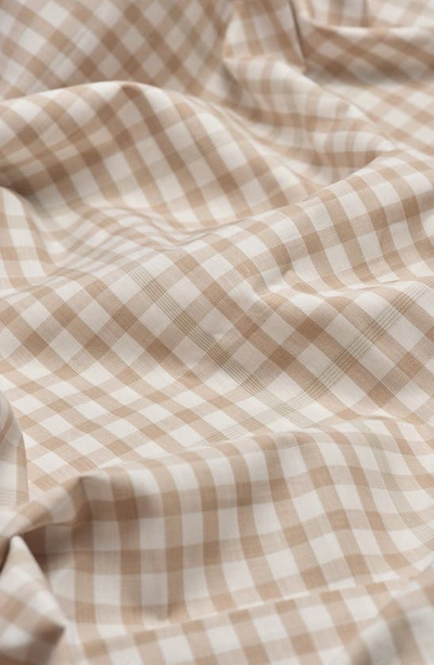 Shop Piglet In Bed 200 Thread Count Gingham Percale Fitted Sheet In Cafe Au Lait