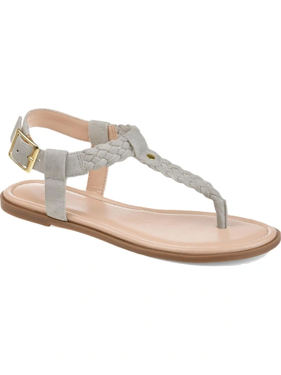 Shop Journee Collection Genevive Womens Faux Leather Braided T-strap Sandals In Grey