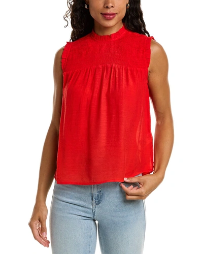 Shop Nanette Lepore Smoked Yoke Top In Red