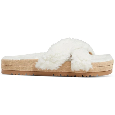 Shop Jack Rogers Lexi Womens Faux Fur Comfort Slide Sandals In White