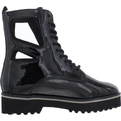 Kendall + Kylie Langmore-bootie Womens Patent Lace Up Combat & Lace-up Boots In Black