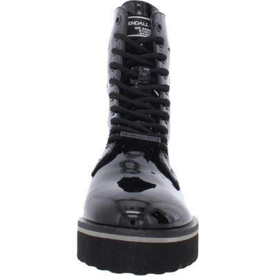 Kendall + Kylie Langmore-bootie Womens Patent Lace Up Combat & Lace-up Boots In Black