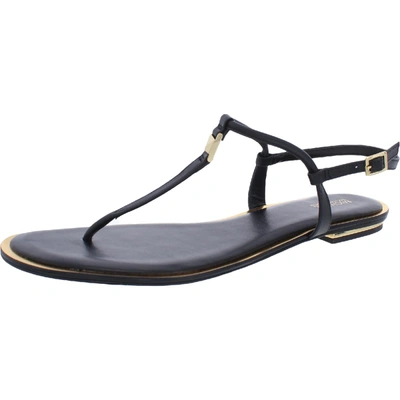 Shop Michael Michael Kors Fanning Womens Leather Ankle Strap Thong Sandals In Black