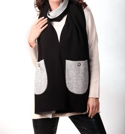 Angel 2-tone Reversible Pocket Shawl In Black/stone In Black