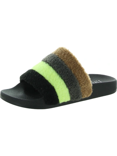 Inc Peymin 60 Womens Faux Fur Slip On Pool Slides In Multi