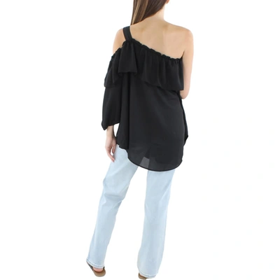 Shop Cooper & Ella Plus Womens Ruffled One Shoulder Pullover Top In Black