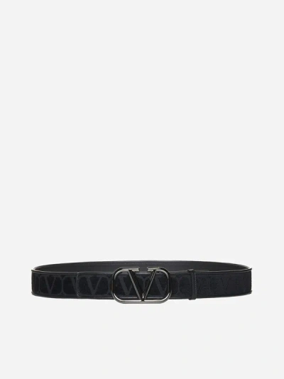 Shop Valentino Toile Iconographe Vlogo Belt In Black