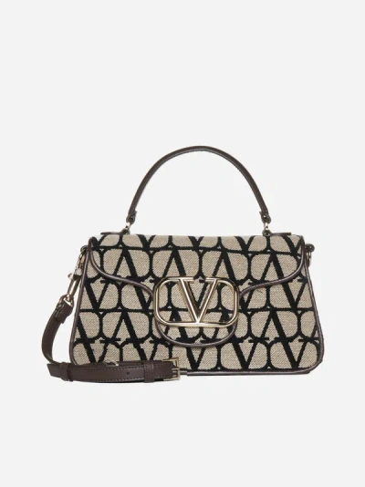 Shop Valentino Loco' Toile Iconographe Bag In Natural,black,dark Brown