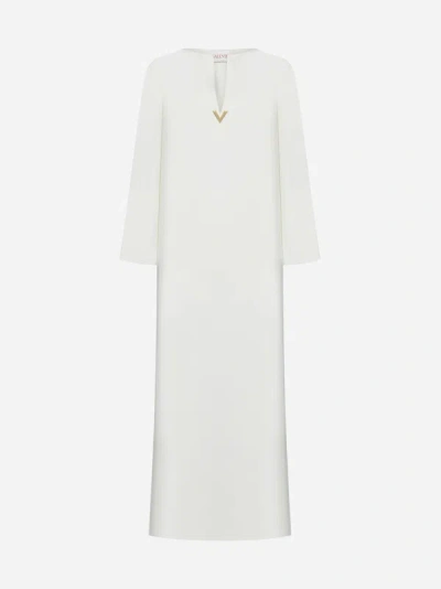 Shop Valentino Silk Long Dress In Ivory