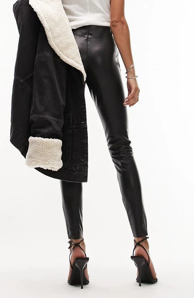 Shop Topshop Faux Leather Skinny Fit Pants In Black