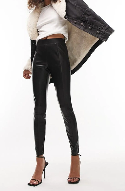 Shop Topshop Faux Leather Skinny Fit Pants In Black