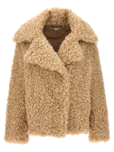 Shop Stella Mccartney Bouclé Fake  Coat Fur Beige