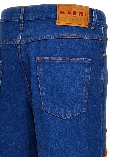 Shop Marni Embroidery Patches Jeans Blue