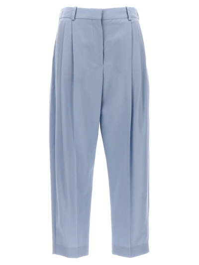 Shop Stella Mccartney Front Pleat Wool Pants Light Blue