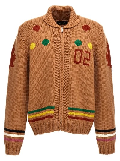Shop Dsquared2 Jacquard Cardigan Sweater, Cardigans Multicolor