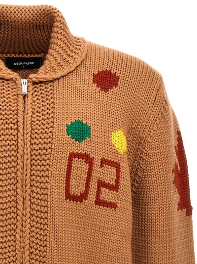 Shop Dsquared2 Jacquard Cardigan Sweater, Cardigans Multicolor