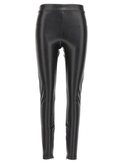 Shop Michael Kors Leather-effect Leggings Black