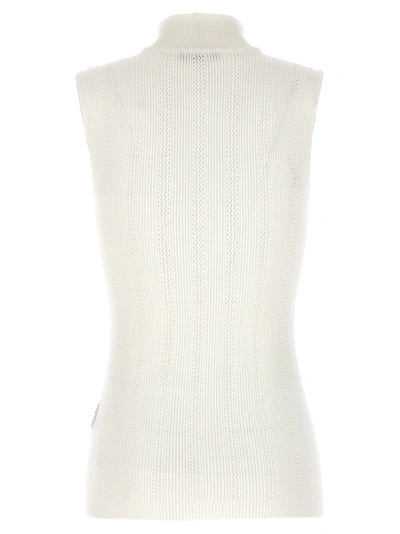 Shop Balmain Logo Button Sweater Top Tops White