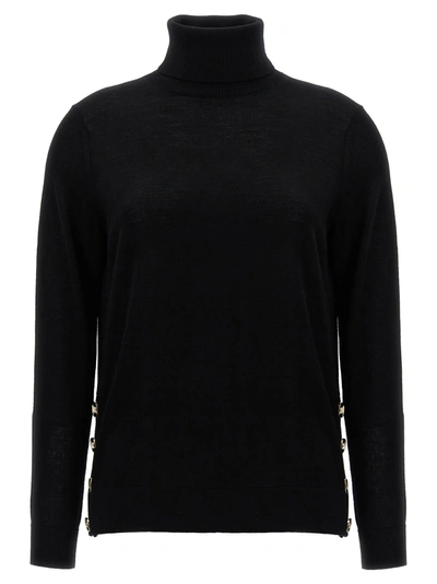 Shop Michael Kors Logo Buttons Turtleneck Sweater Sweater, Cardigans Black