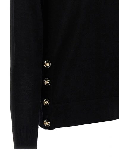 Shop Michael Kors Logo Buttons Turtleneck Sweater Sweater, Cardigans Black