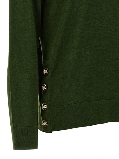 Shop Michael Kors Logo Buttons Turtleneck Sweater Sweater, Cardigans Green