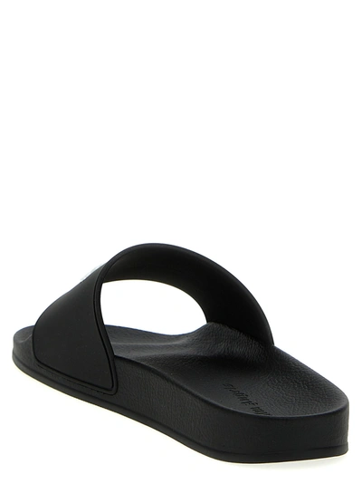 Shop Palm Angels Logo Slides Sandals Black