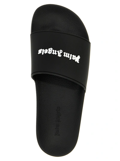 Shop Palm Angels Logo Slides Sandals Black