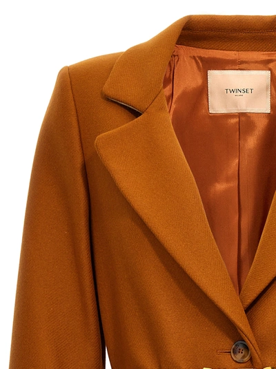 Shop Twinset Long Single Breast Coat Coats, Trench Coats Orange