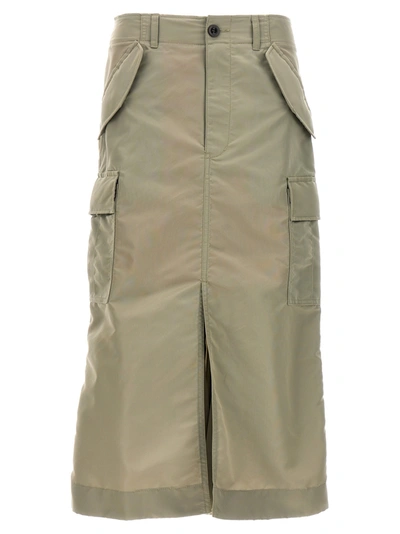 Shop Sacai Pleated Nylon Skirt Skirts Green