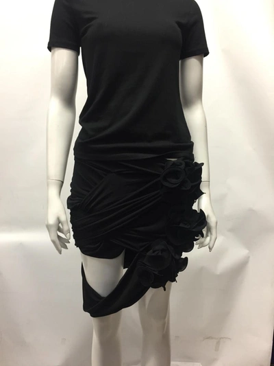 Shop Magda Butrym Flower Embellished Mini Skirt In Black