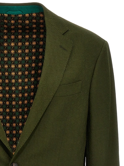 Shop Etro Jacquard Wool Blazer Jacket Jackets In Green