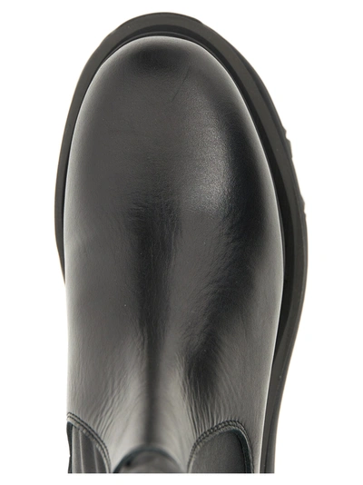 Shop Sacai Leather Platform Boots Boots, Ankle Boots Black