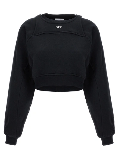 Shop Off-white Logo Embroidery Sweatshirt In Black