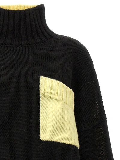 Shop Jw Anderson Logo Embroidery Two-color Sweater Sweater, Cardigans Black