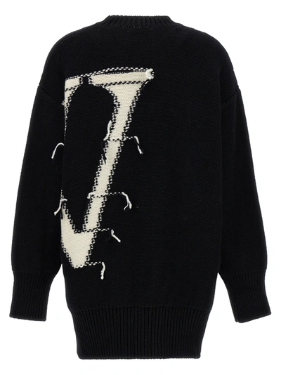 Shop Off-white Ow Maxi Logo Sweater, Cardigans In White/black