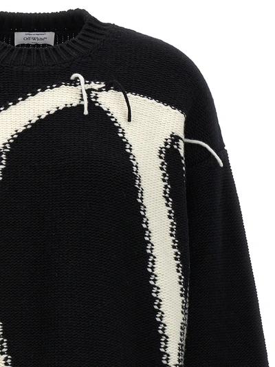 Shop Off-white Ow Maxi Logo Sweater, Cardigans In White/black