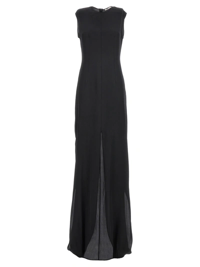 The Row Draped Silk Mini Dress In Black