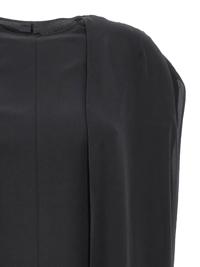 The Row Draped Silk Mini Dress In Black