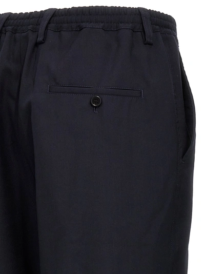 Marni Wool Trousers With Elastic Waistband And Tapered Leg In Blue