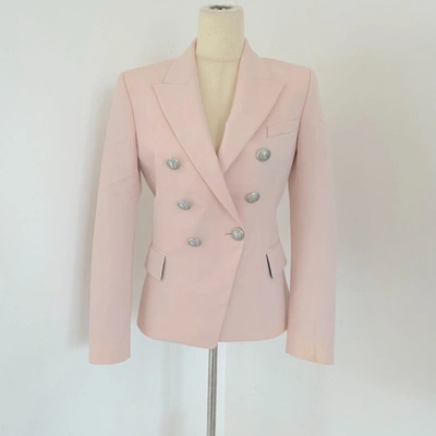 Pre-owned Balmain Wool-twill Pastel Pink Blazer