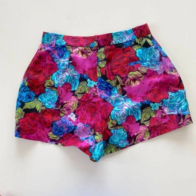 Pre-owned Versace Floral Printed Silk Shorts