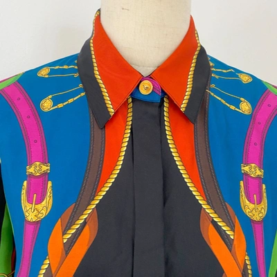 Pre-owned Versace Silk Printed Long Sleeve Shirt