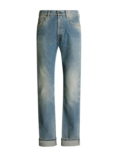 Shop Maison Margiela Ankle-length Straight Jeans In Blue