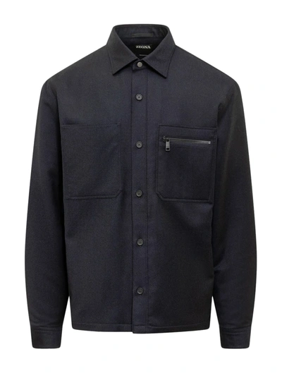 Shop Zegna Shirt In Wool In Blue