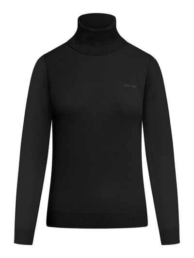 Shop Miu Miu Sweater Turtleneck Cashmere In Black