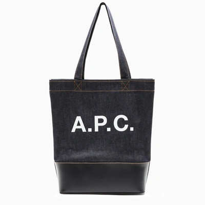Shop Apc A.p.c. Axelle Tote Bag In Denim And Leather Men In Blue