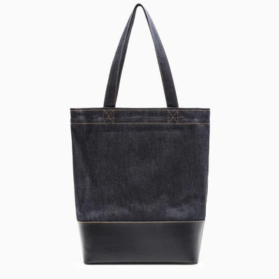 Shop Apc A.p.c. Axelle Tote Bag In Denim And Leather Men In Blue