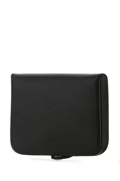 Apc A.p.c. Man Black Leather Card Holder In Black