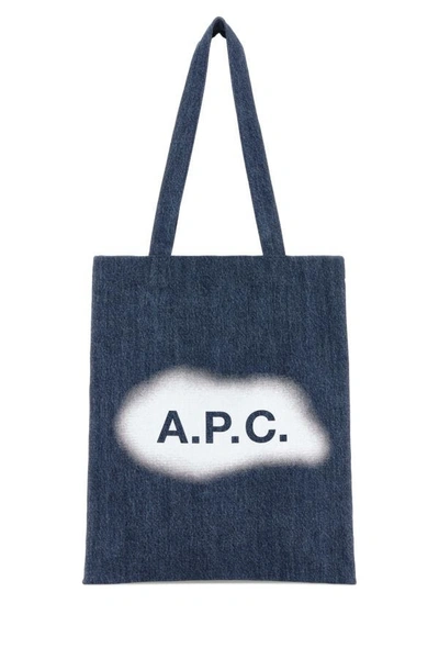 Shop Apc A.p.c. Unisex Blue Denim Lou Shopping Bag