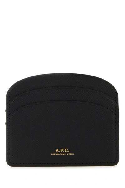 Shop Apc A.p.c. Woman Black Leather Demi-lune Card Holder